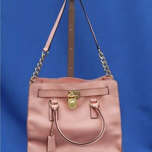 Michael Kors Pink Shoulder Bag with Gold Accents